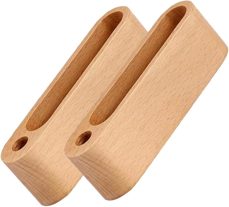 Veemoon 2Pcs Natural Wood Grain Business Card Holder Stand Desk Organizer for Office and Home - Image 1
